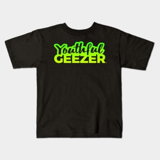 Youthful Geezer Brand Logo Bright Green/Yellow Kids T-Shirt